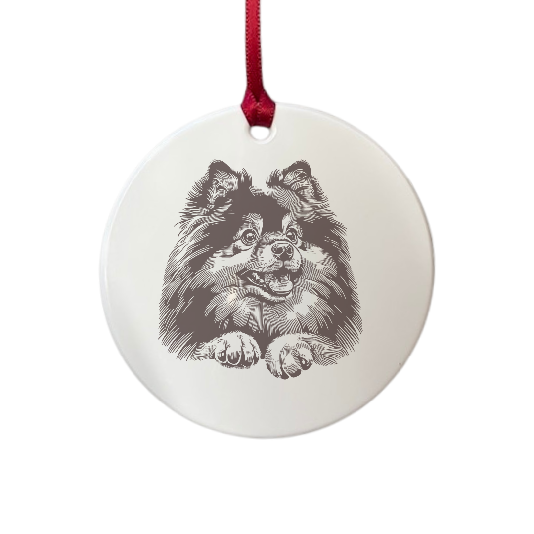 Personalised German Spitz Paws Engraved White Acrylic Decoration