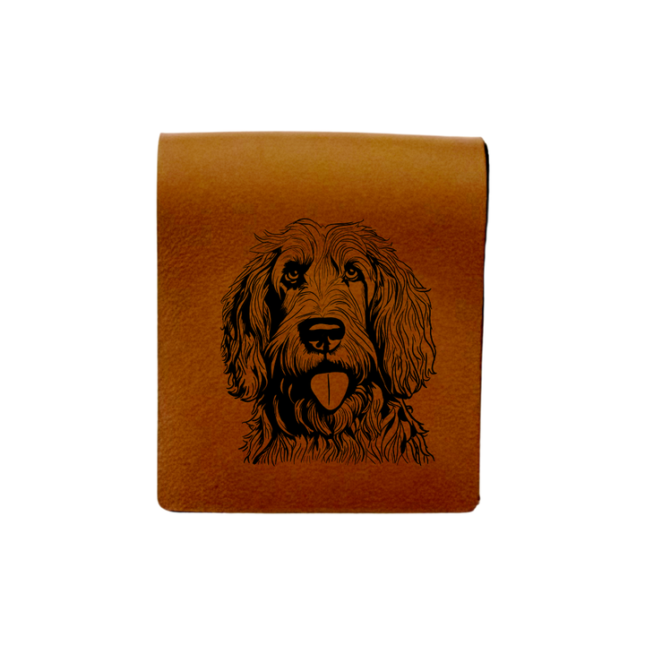 Otterhound Face Engraved Genuine Leather Magnetic Bookmark