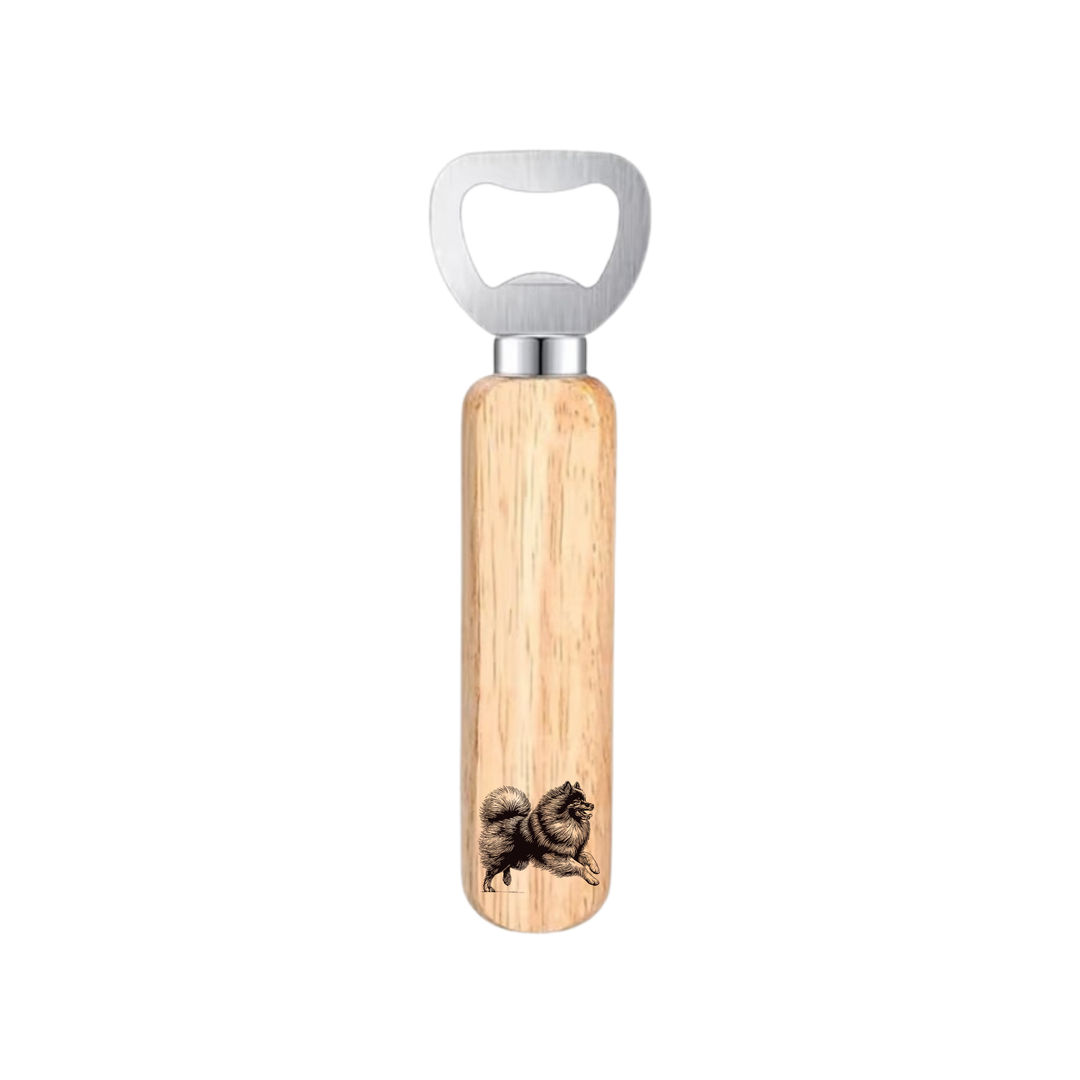German Spitz Running Engraved Wooden Bottle Opener