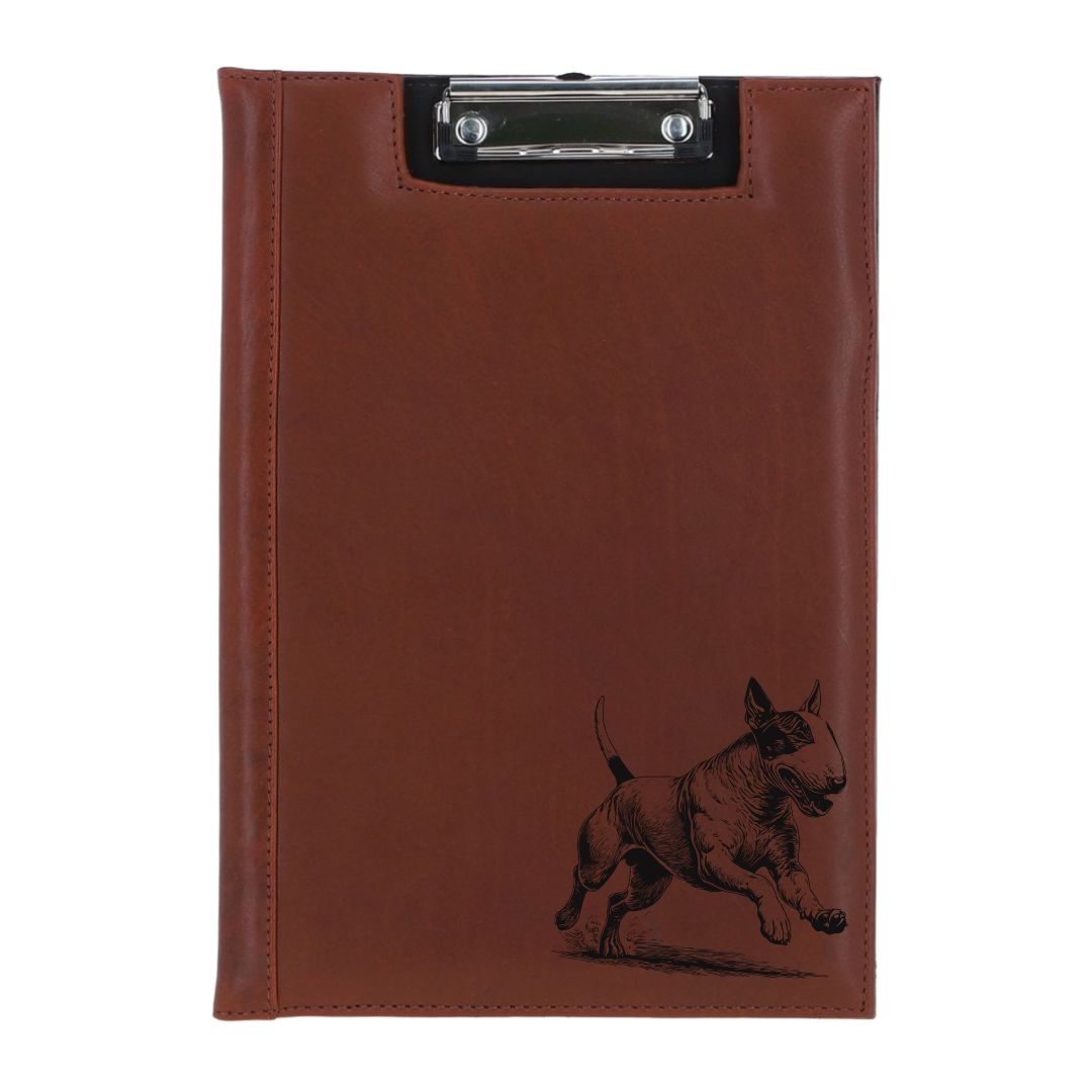 English Bull Terrier Running Engraved Leather Clipboard
