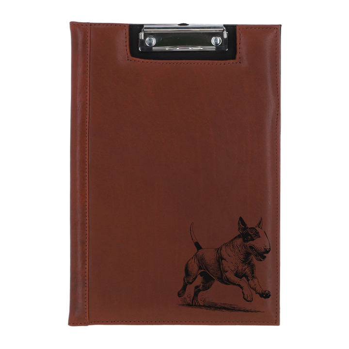 English Bull Terrier Running Engraved Leather Clipboard