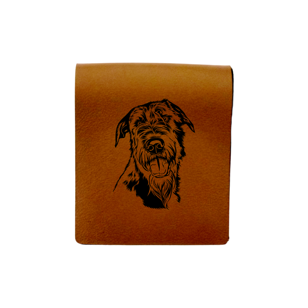 Irish Wolfhound Engraved Genuine Leather Magnetic Bookmark