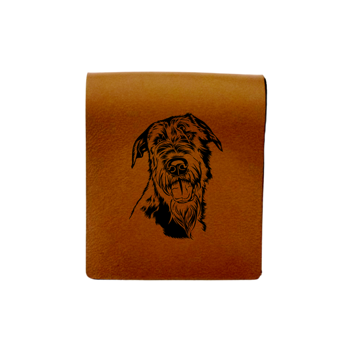 Irish Wolfhound Engraved Genuine Leather Magnetic Bookmark