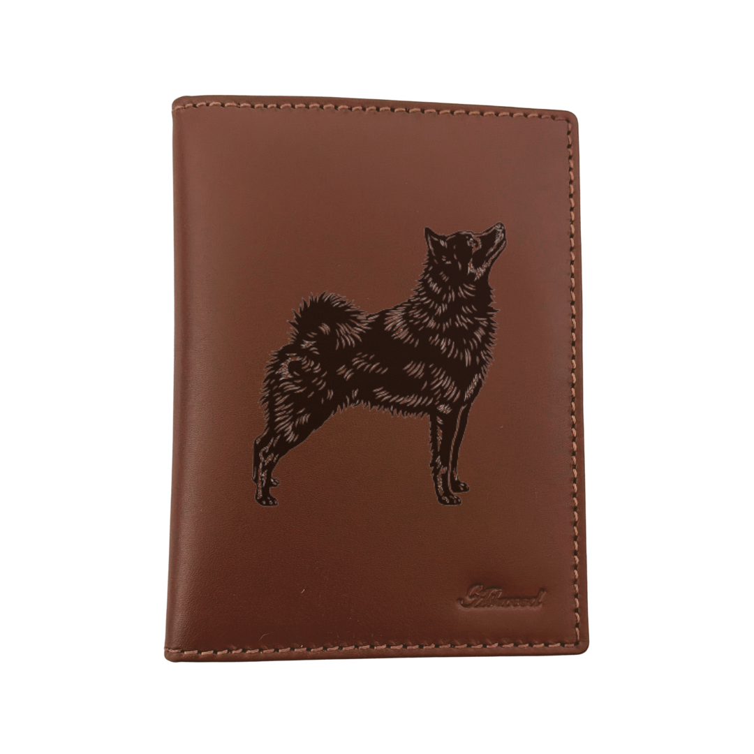 Schipperke Standing Engraved Leather Passport Cover
