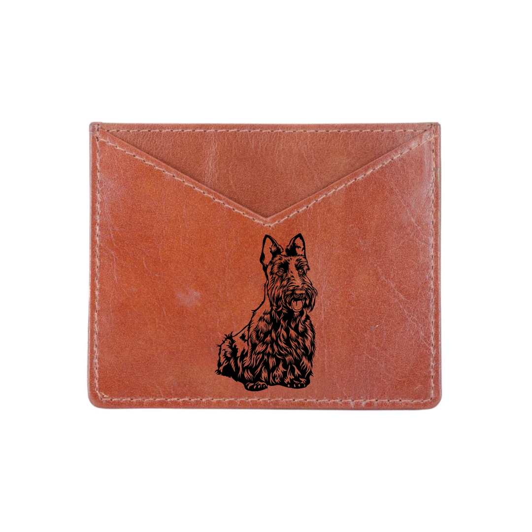 Scottish Terrier Engraved Genuine Leather Cardholder