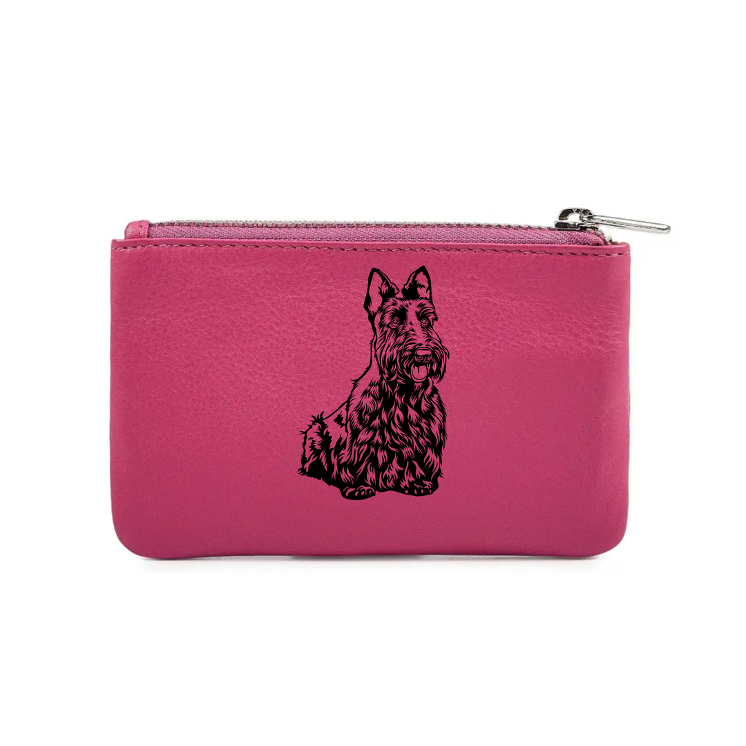 Scottish Terrier Engraved Genuine Leather Coin Purse (Multiple Colour Options)