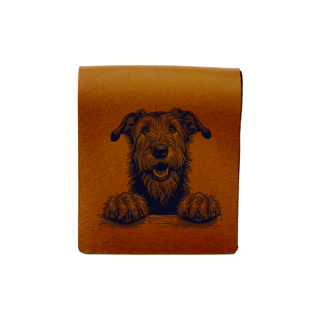 Irish Wolfhound Paws Engraved Genuine Leather Magnetic Bookmark