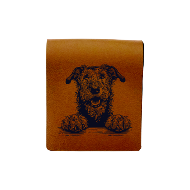Irish Wolfhound Paws Engraved Genuine Leather Magnetic Bookmark