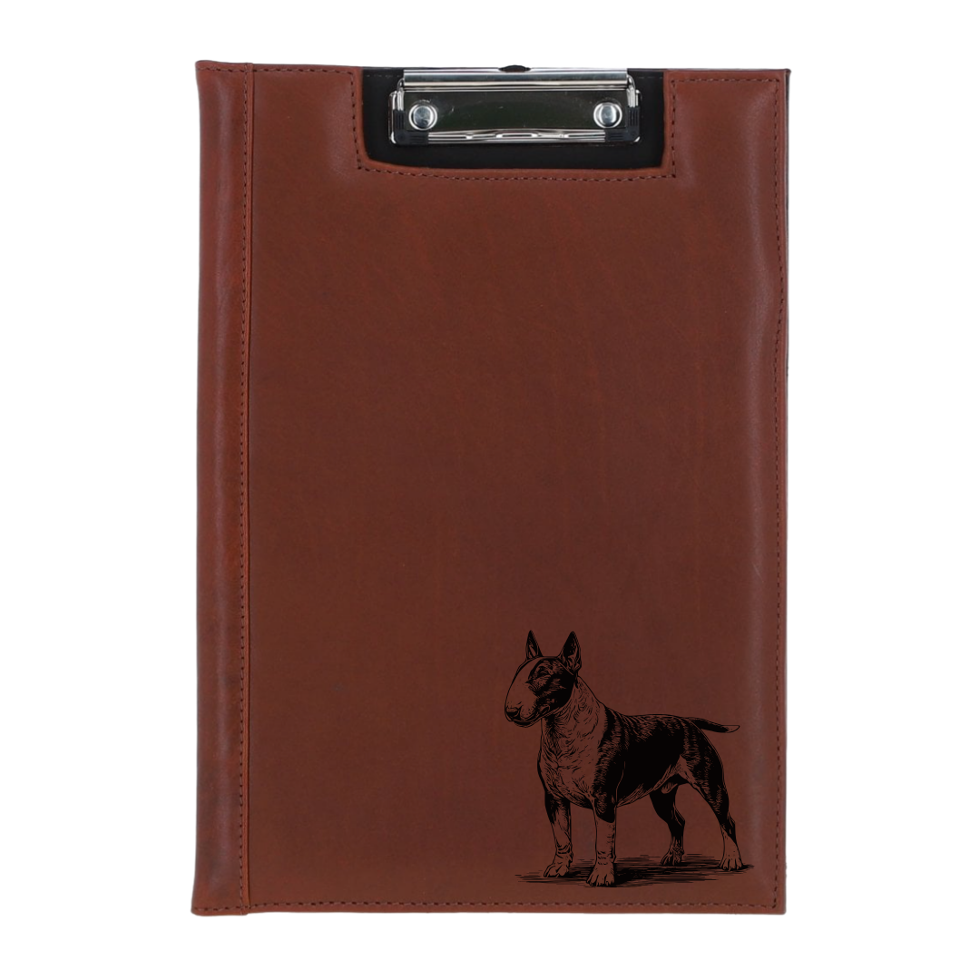 English Bull Terrier Standing Engraved Leather Clipboard