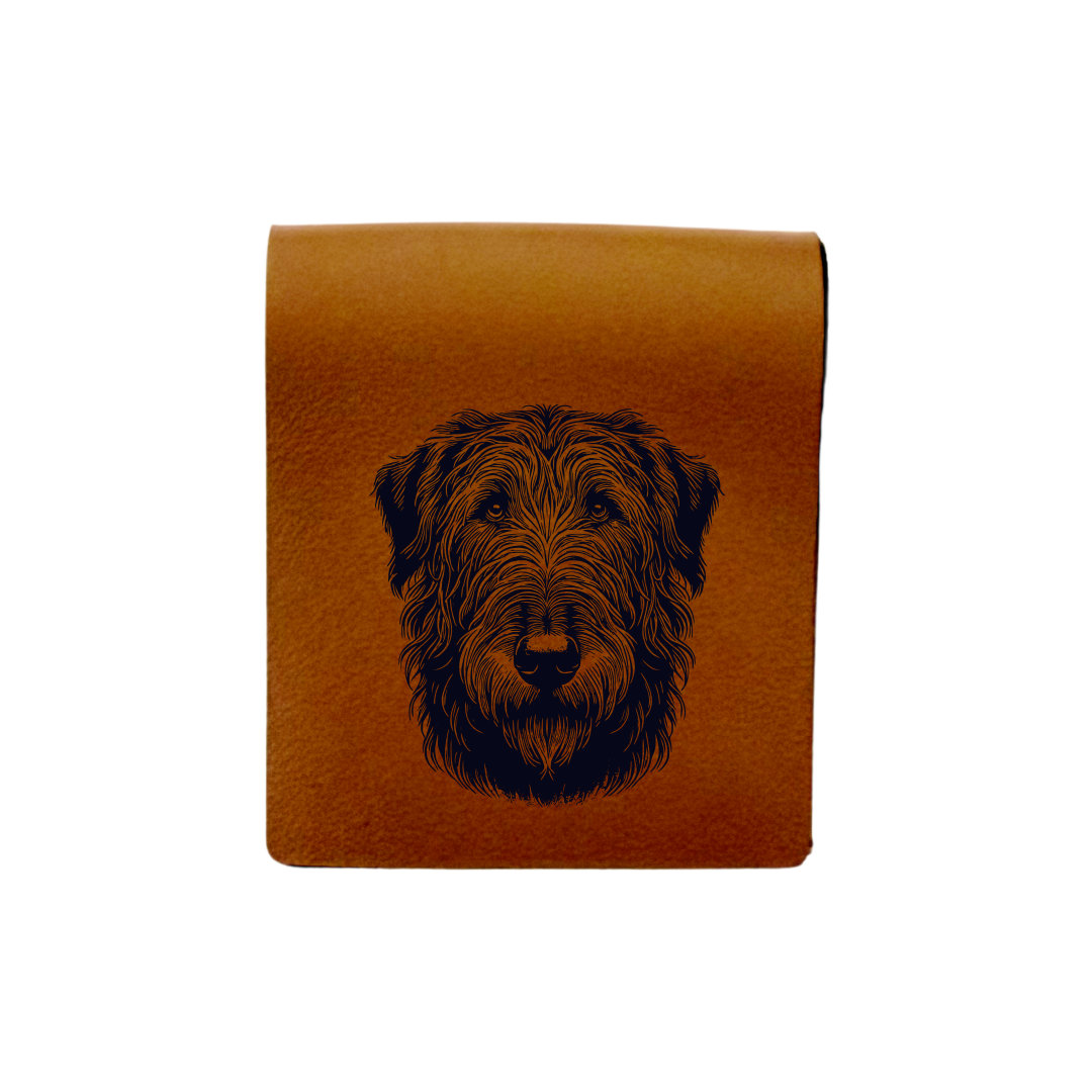 Irish Wolfhound Face Engraved Genuine Leather Magnetic Bookmark