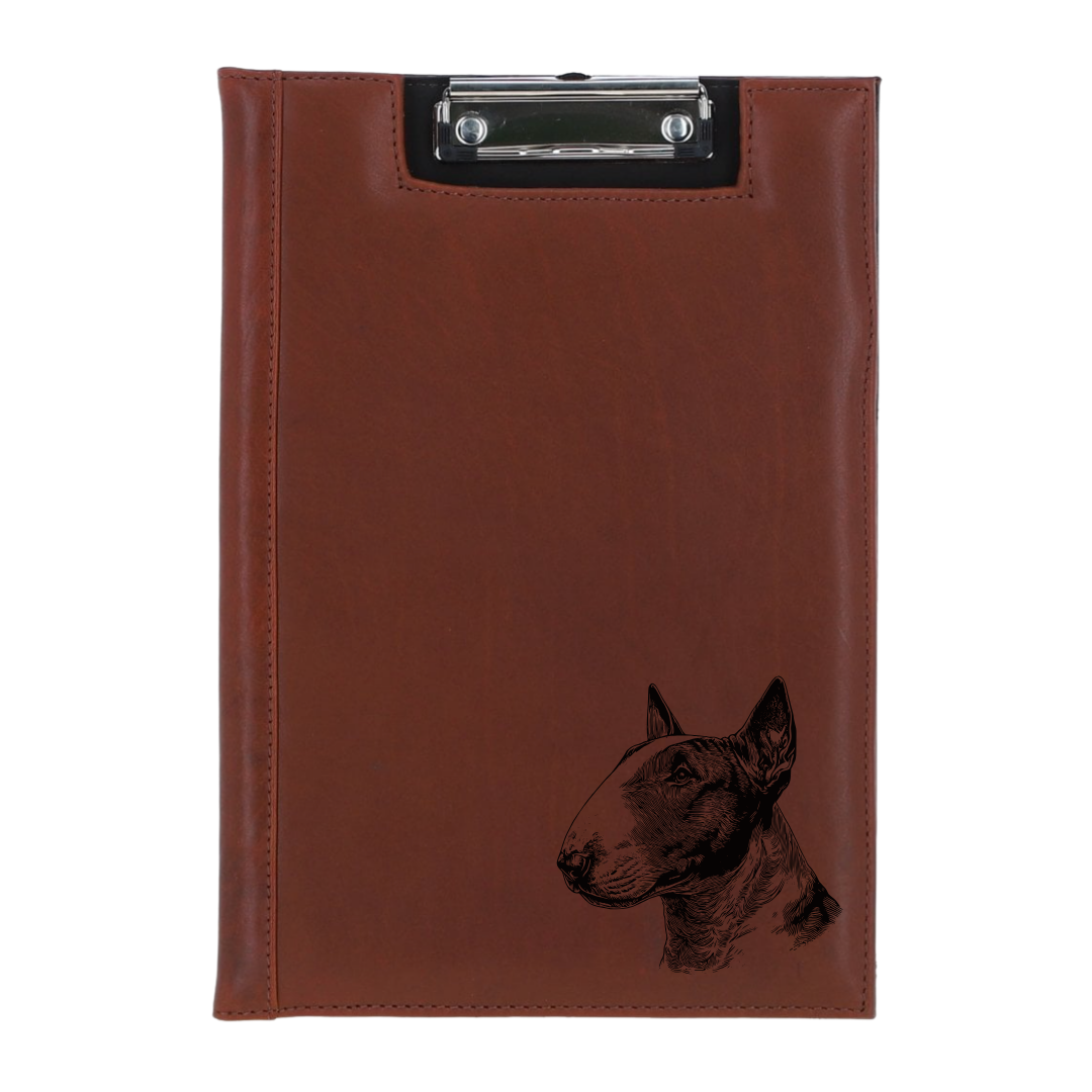 English Bull Terrier SP Face Engraved Leather Clipboard