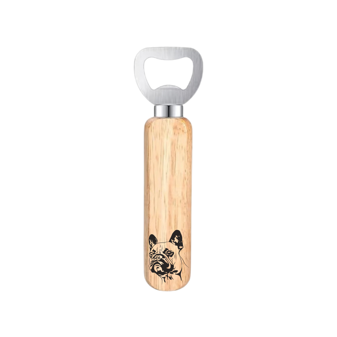 French Bulldog Face Engraved Wooden Bottle Opener