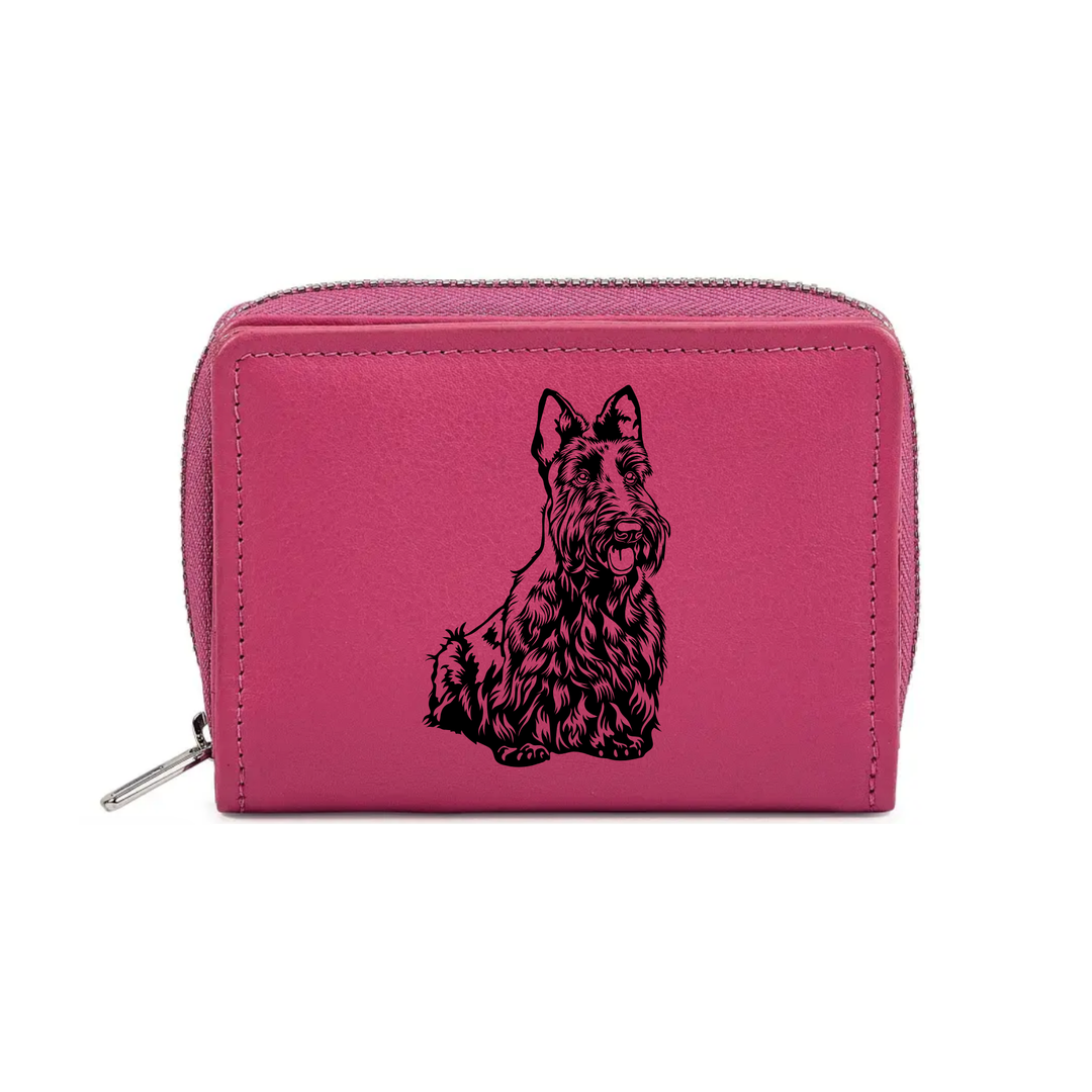 Scottish Terrier Scottie Engraved Small Leather Purse (Green/Pink/Blue/Red)