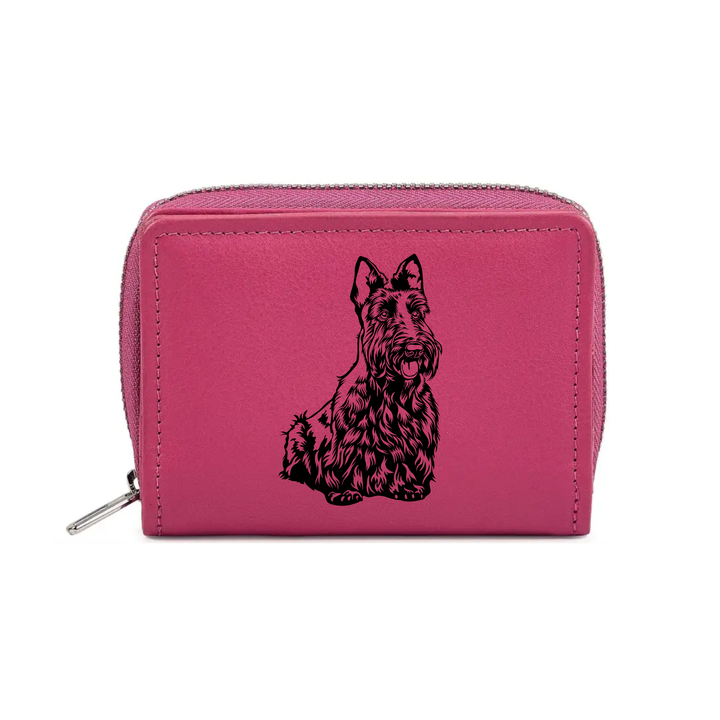 Scottish Terrier Scottie Engraved Small Leather Purse (Green/Pink/Blue/Red)