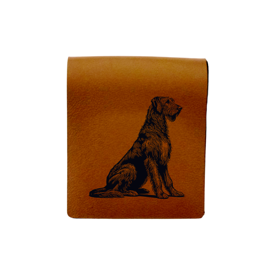 Irish Wolfhound Sitting Engraved Genuine Leather Magnetic Bookmark