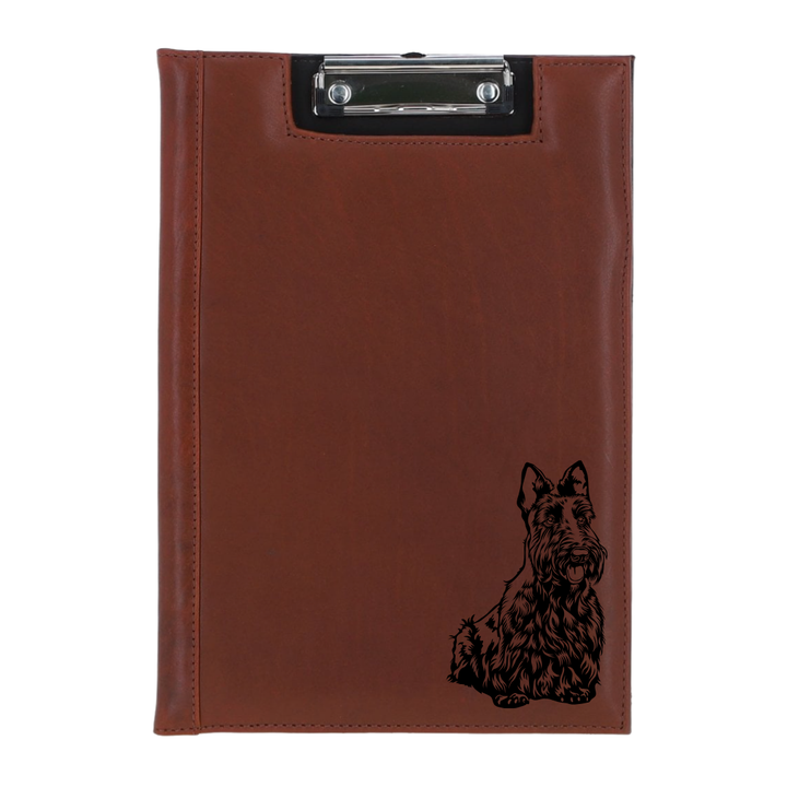 Scottish Terrier Sitting Engraved Leather Clipboard