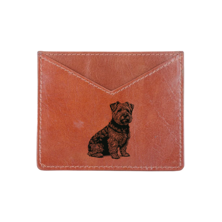 Norfolk Terrier Sitting Engraved Genuine Leather Cardholder