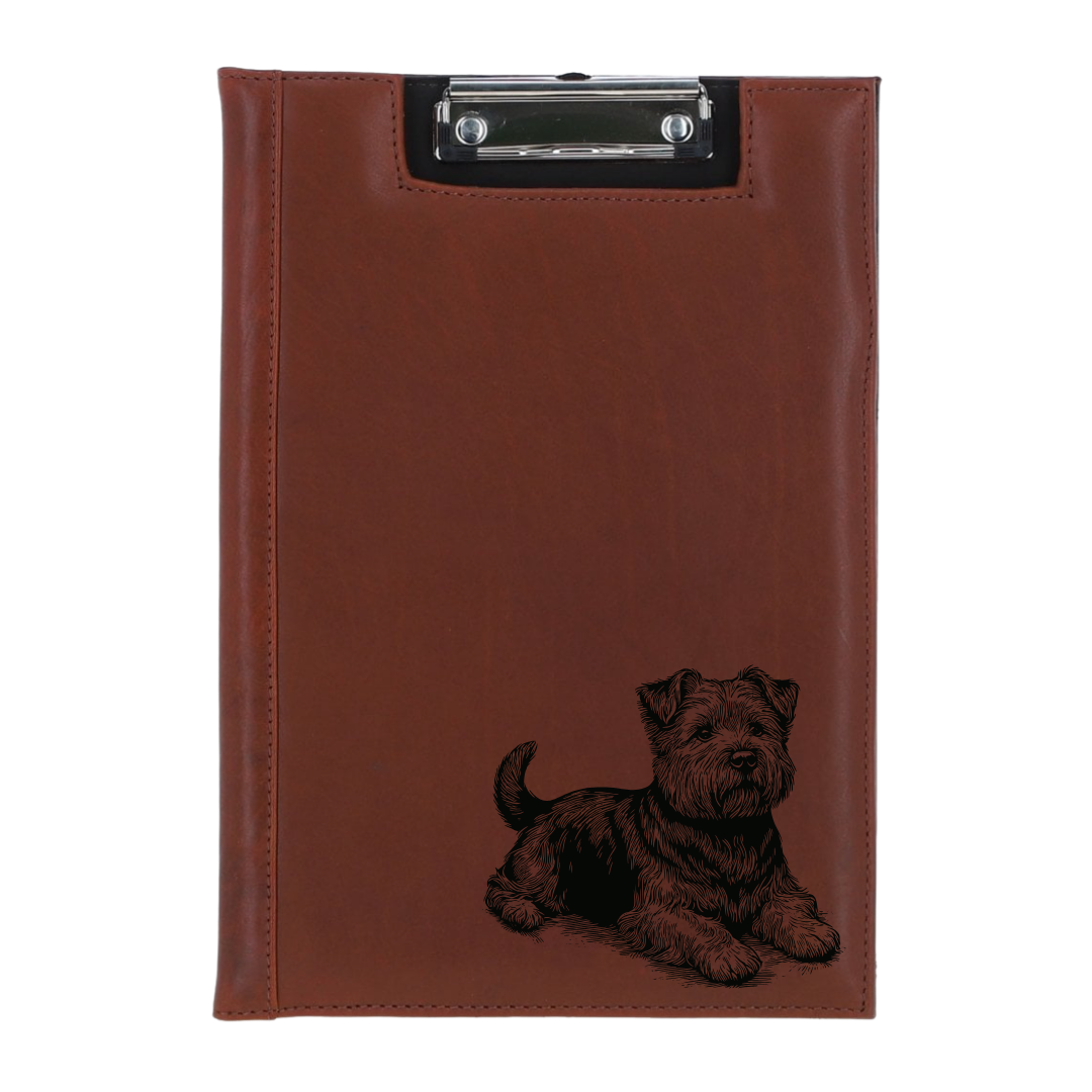 Norfolk Terrier Lying Down Engraved Leather Clipboard