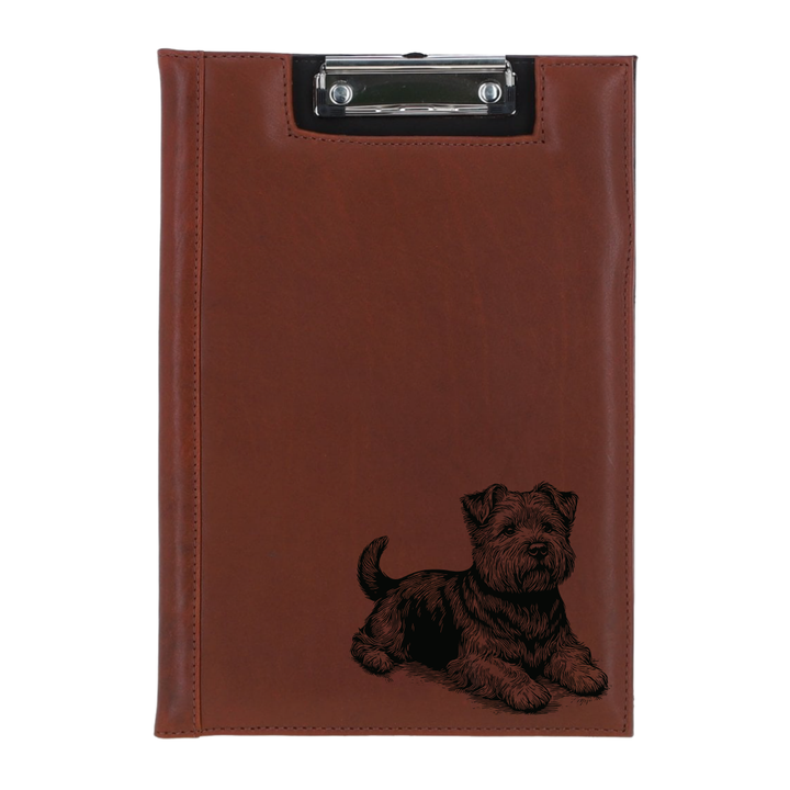 Norfolk Terrier Lying Down Engraved Leather Clipboard