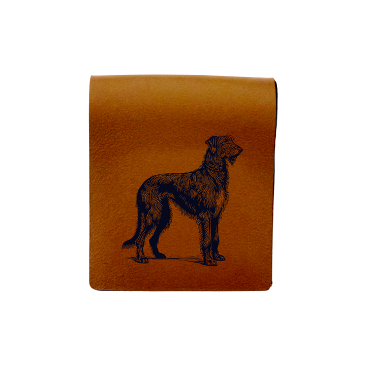 Irish Wolfhound Standing Engraved Genuine Leather Magnetic Bookmark