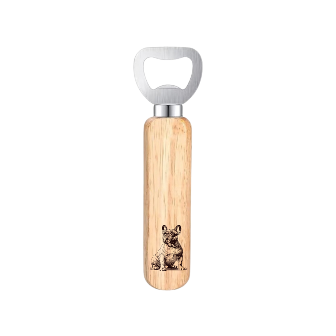 French Bulldog Sitting Engraved Wooden Bottle Opener