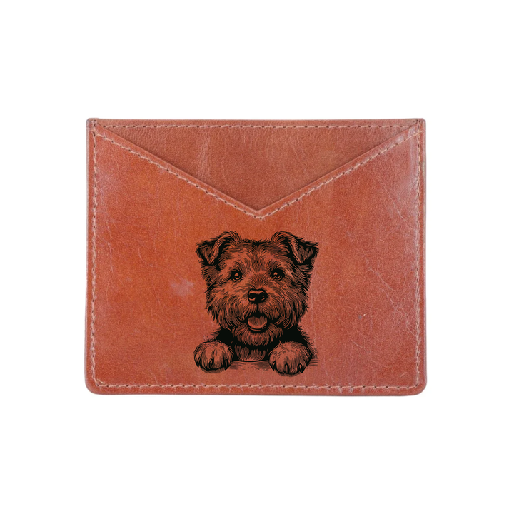Norfolk Terrier Paws Engraved Genuine Leather Cardholder