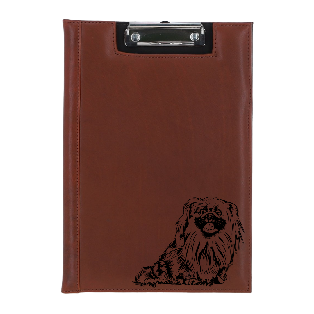 Pekingese Sitting Engraved Leather Clipboard