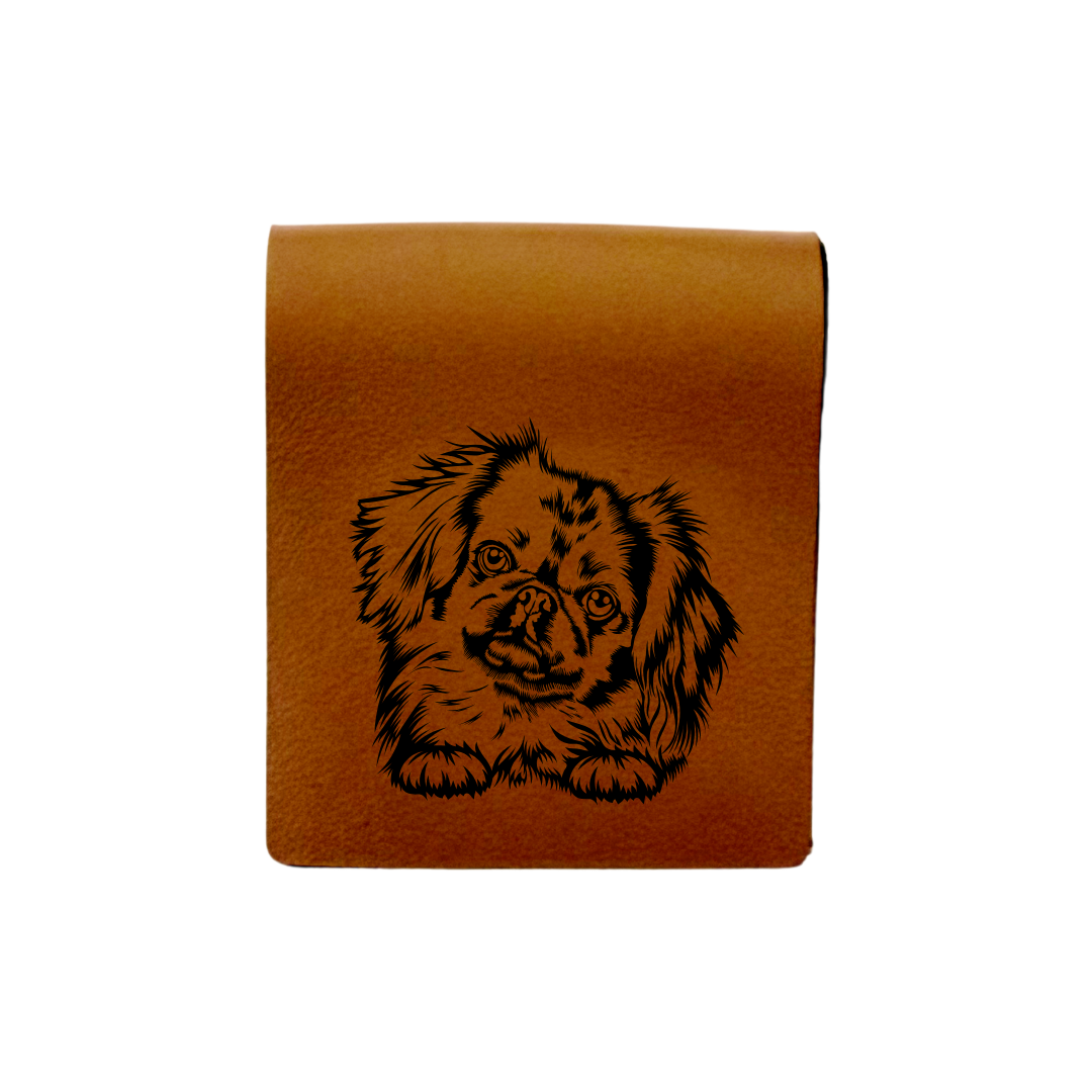 Pekingese Paws Engraved Genuine Leather Magnetic Bookmark