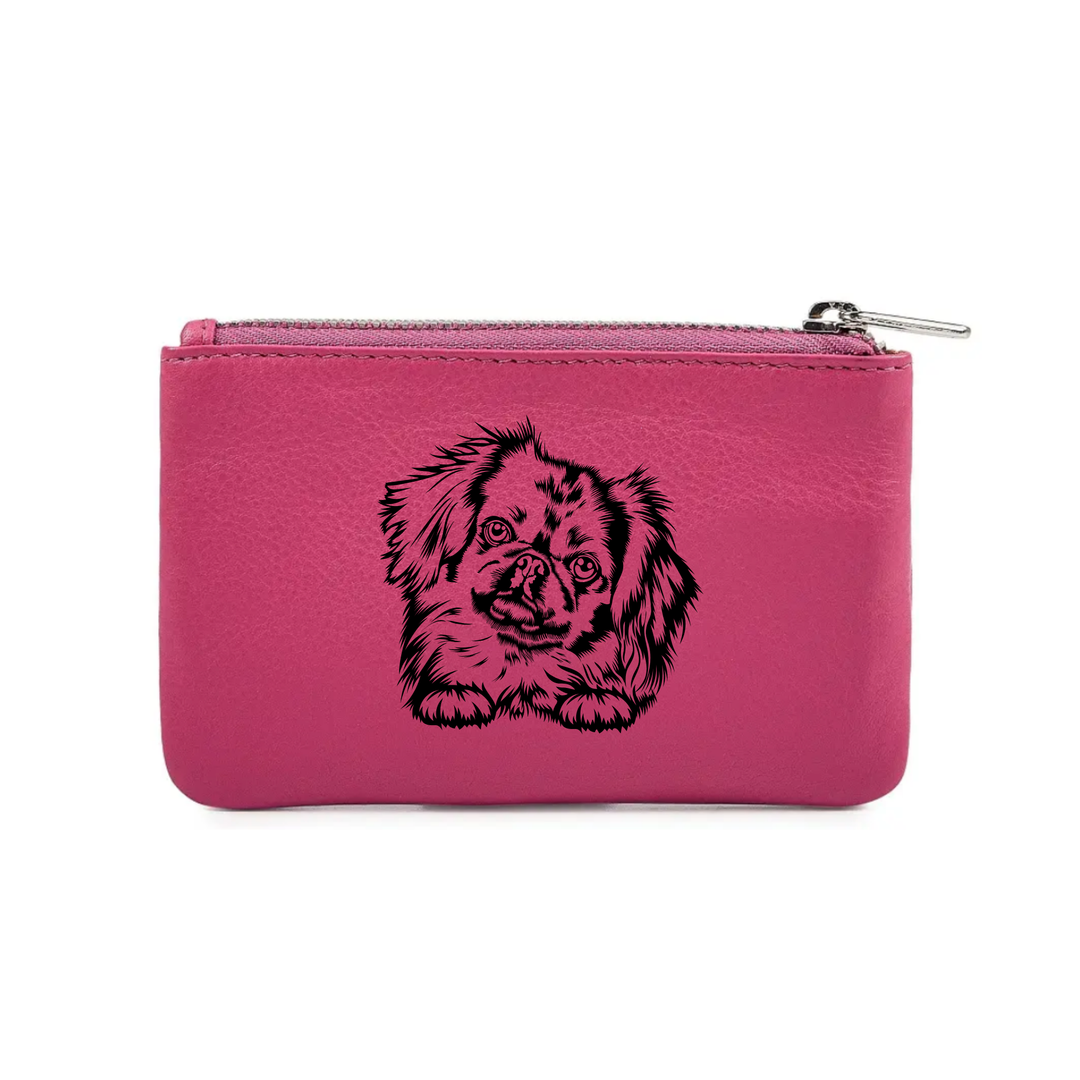 Pekingese Paws Engraved Genuine Leather Coin Purse (Multiple Colour Options)