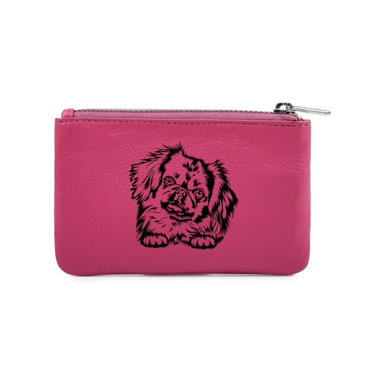 Pekingese Paws Engraved Genuine Leather Coin Purse (Multiple Colour Options)