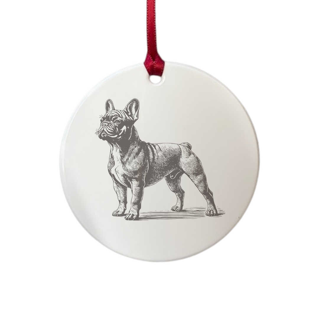 Personalised French Bulldog Standing Engraved White Acrylic Decoration