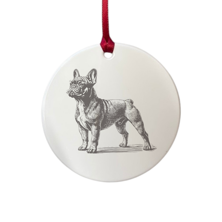 Personalised French Bulldog Standing Engraved White Acrylic Decoration