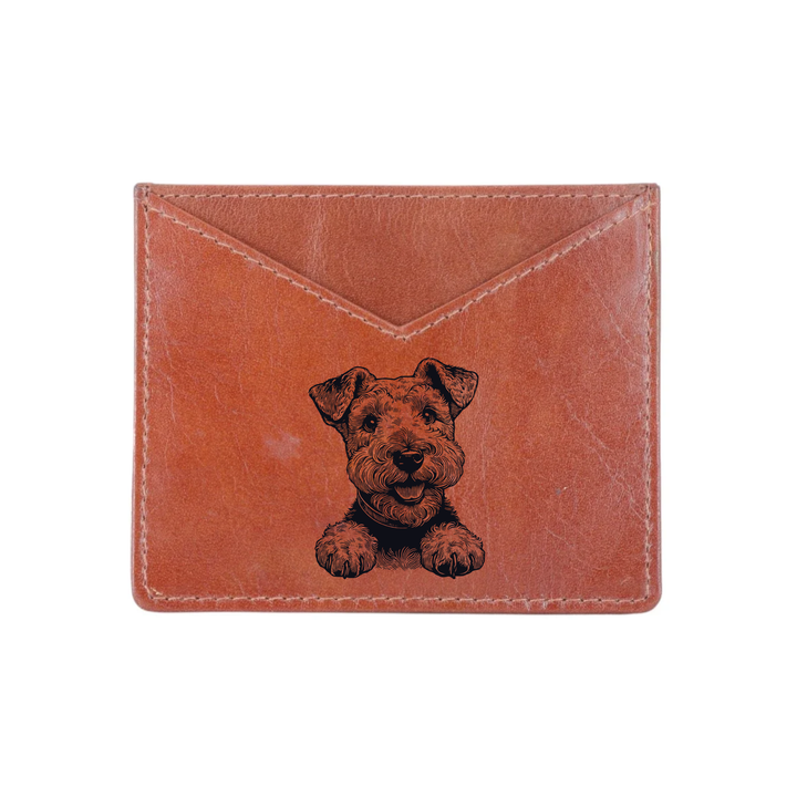 Lakeland Terrier Paws Engraved Genuine Leather Cardholder