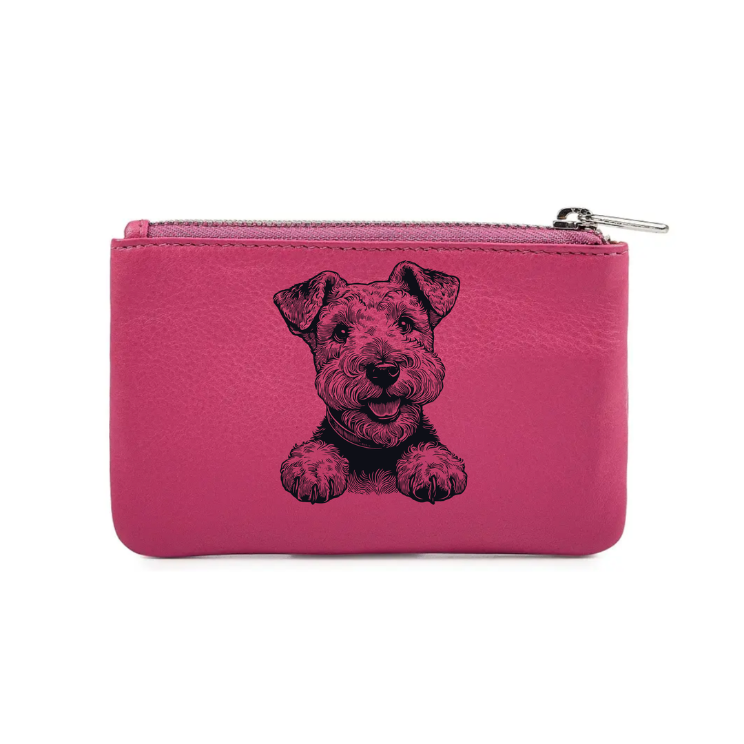 Lakeland Terrier Paws Engraved Genuine Leather Coin Purse (Multiple Colour Options)