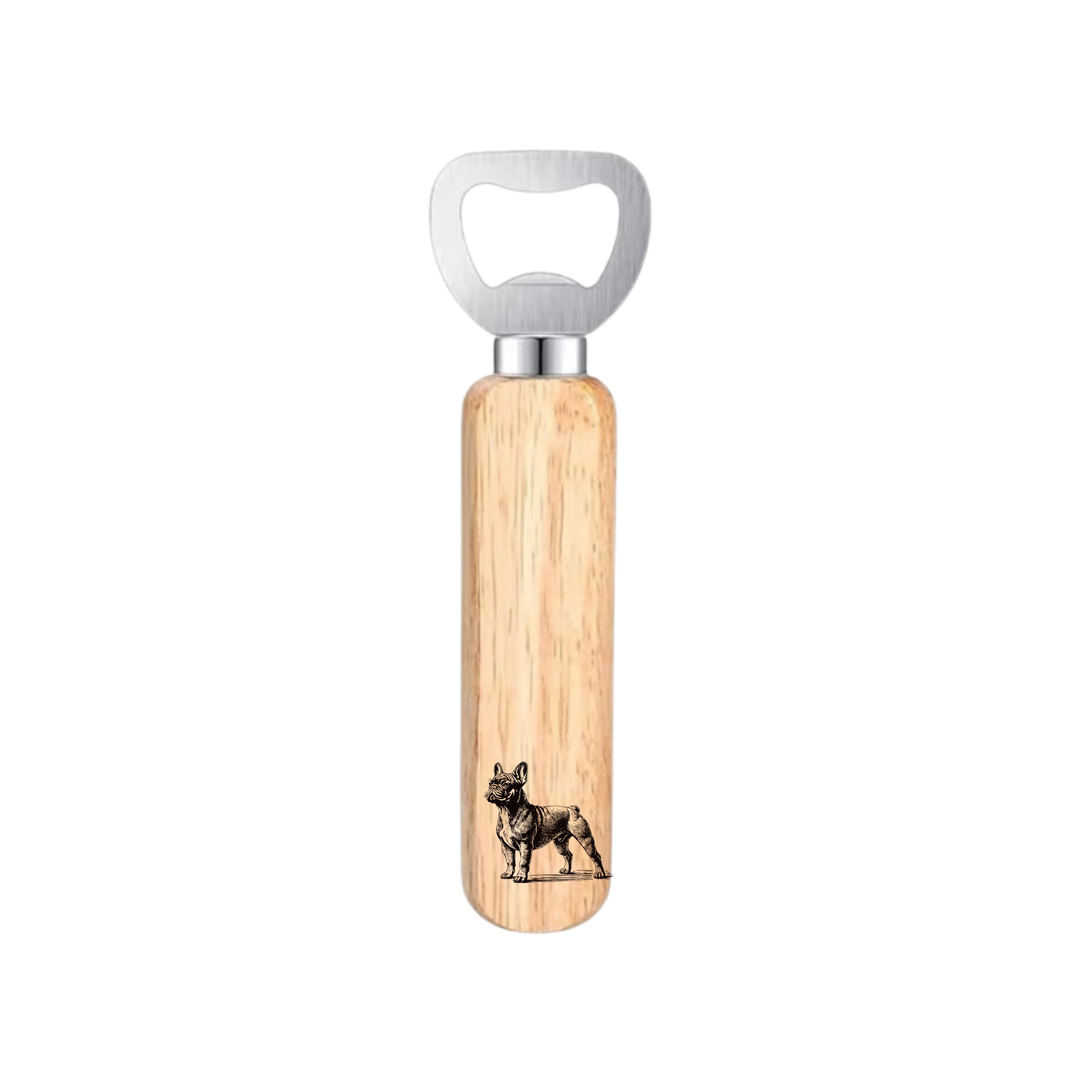 French Bulldog Standing Engraved Wooden Bottle Opener