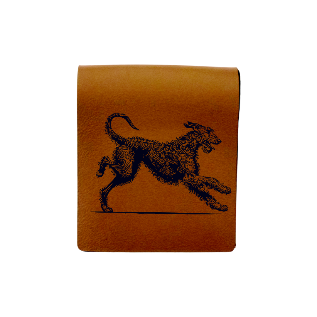 Irish Wolfhound Running Engraved Genuine Leather Magnetic Bookmark