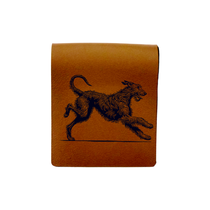 Irish Wolfhound Running Engraved Genuine Leather Magnetic Bookmark