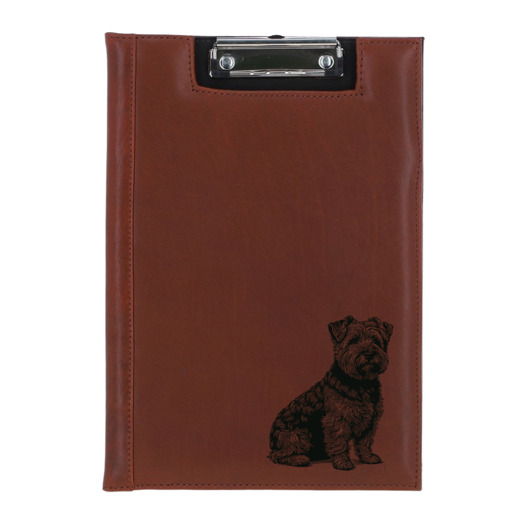 Norfolk Terrier Sitting Engraved Leather Clipboard