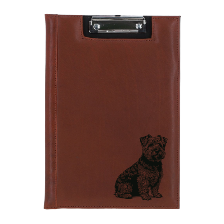 Norfolk Terrier Sitting Engraved Leather Clipboard