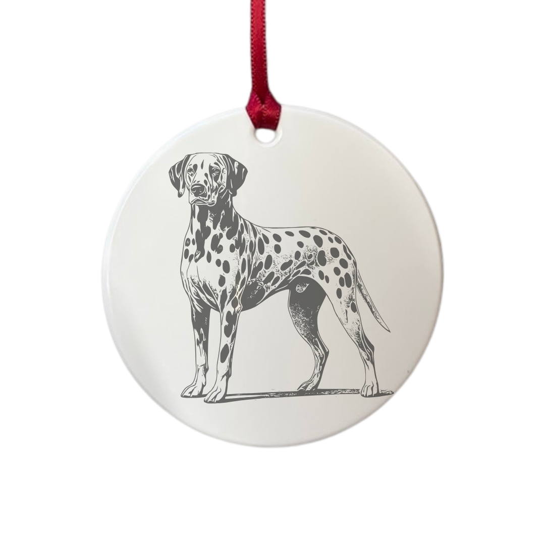 Personalised Dalmatian Standing Engraved White Acrylic Decoration