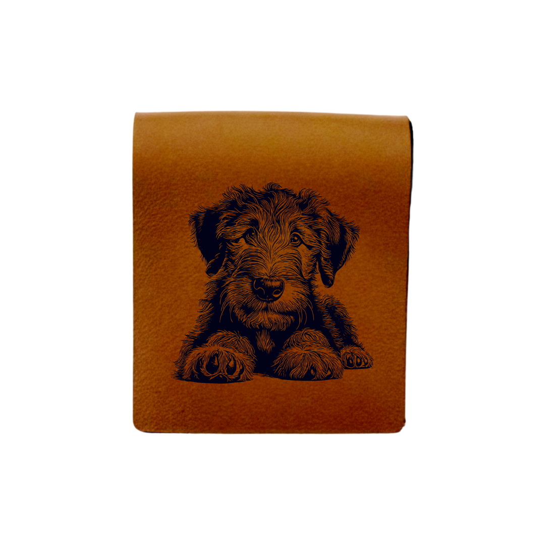 Irish Wolfhound Puppy Engraved Genuine Leather Magnetic Bookmark
