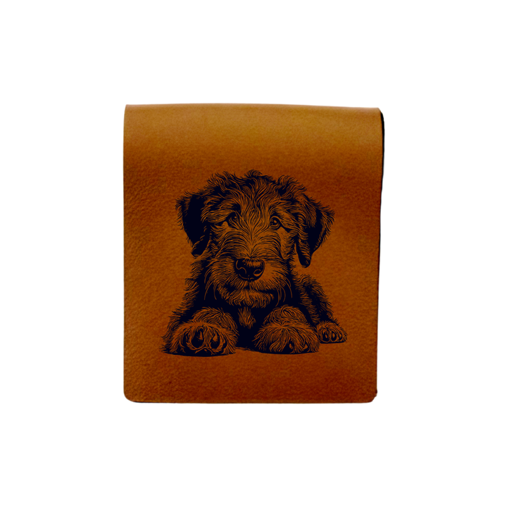 Irish Wolfhound Puppy Engraved Genuine Leather Magnetic Bookmark