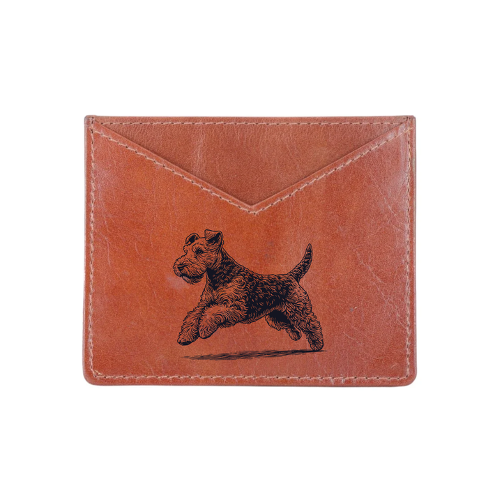 Lakeland Terrier Running Engraved Genuine Leather Cardholder