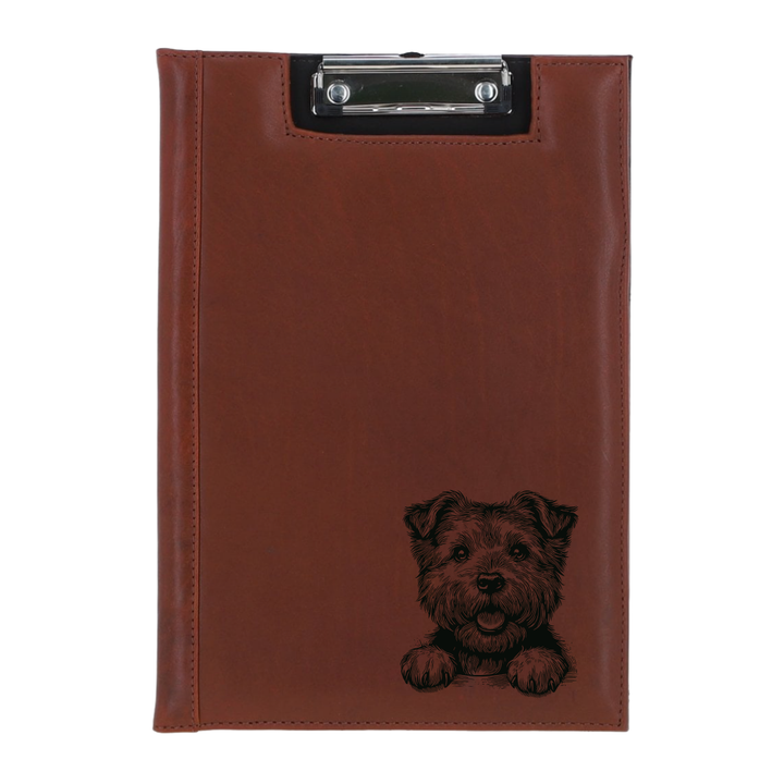 Norfolk Terrier Paws Engraved Leather Clipboard