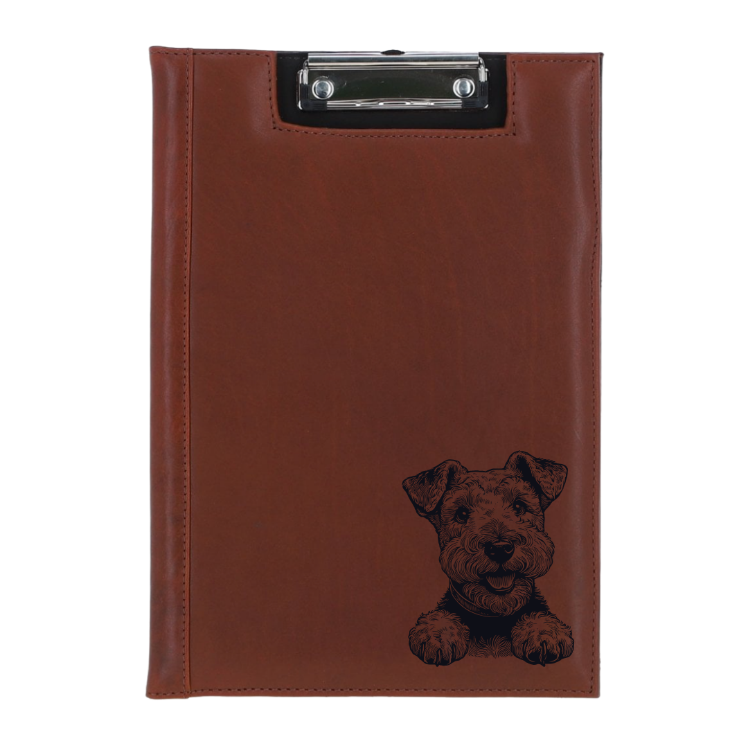 Lakeland Terrier Paws Engraved Leather Clipboard