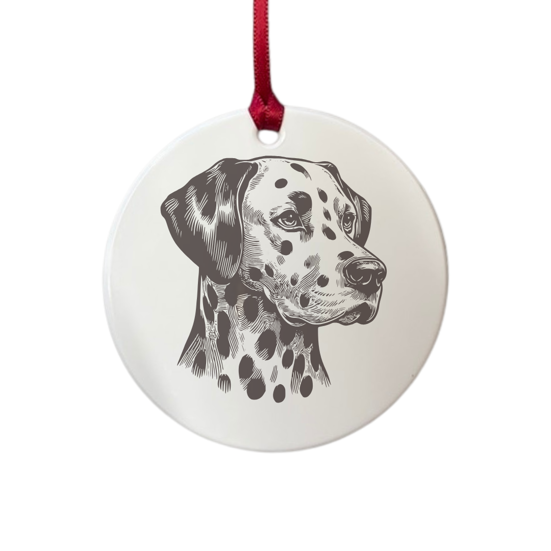 Personalised Dalmatian Face Engraved White Acrylic Decoration