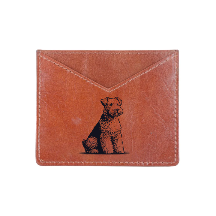 Lakeland Terrier Sitting Engraved Genuine Leather Cardholder