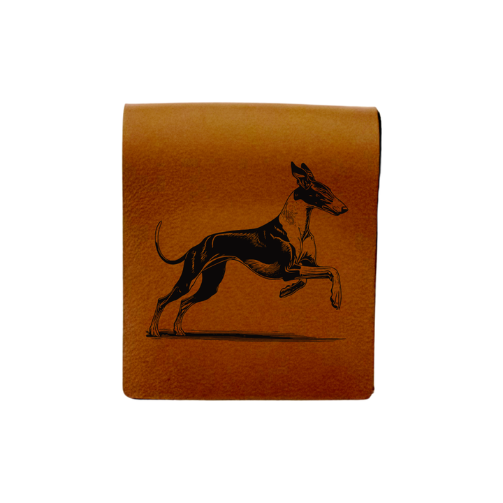 Ibizan Hound Running Engraved Genuine Leather Magnetic Bookmark
