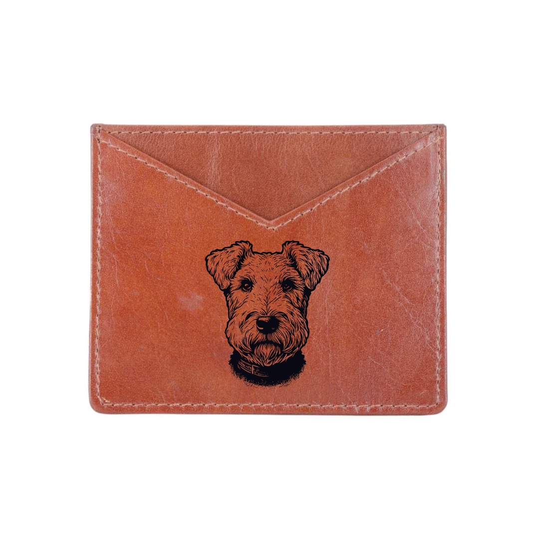 Lakeland Terrier Face Engraved Genuine Leather Cardholder
