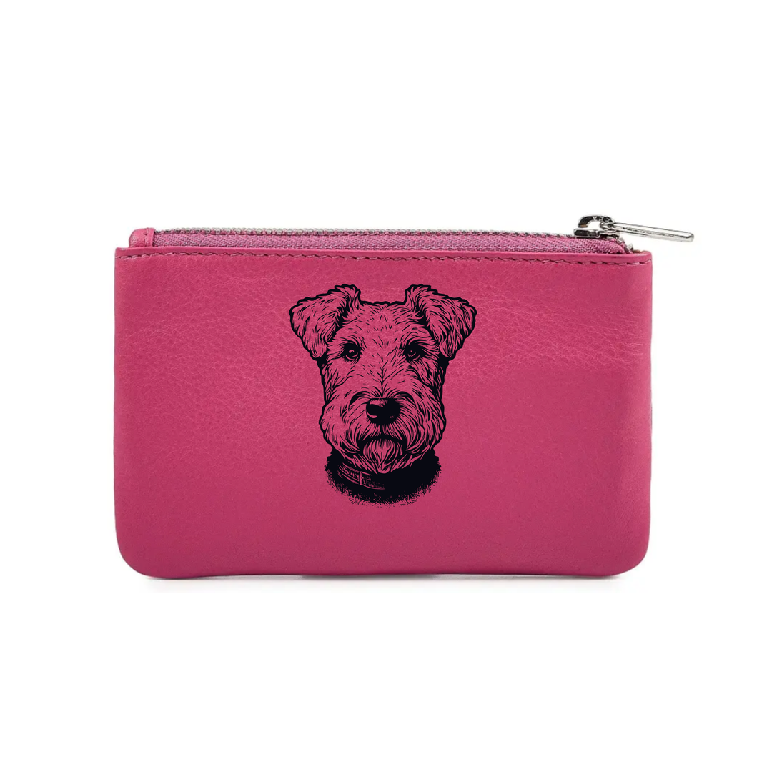 Lakeland Terrier Face Engraved Genuine Leather Coin Purse (Multiple Colour Options)